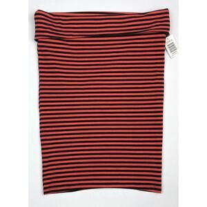 Torrid Pencil Skirt Size 00 Woman 10/12 Red Black Stripe Foldover Stretch Knit